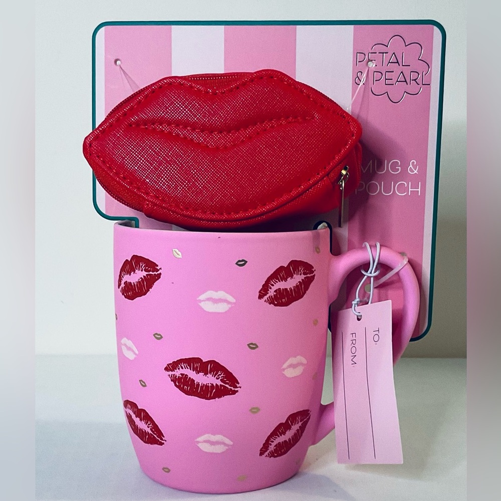 Petal & Pearl Red Lips Mug and Bag Charm Gift Set